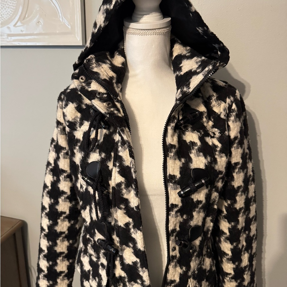 Urban Republic Black and Cream Checkered Teddy Jacket